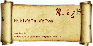 Miklós Éva névjegykártya