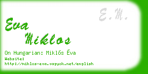 eva miklos business card